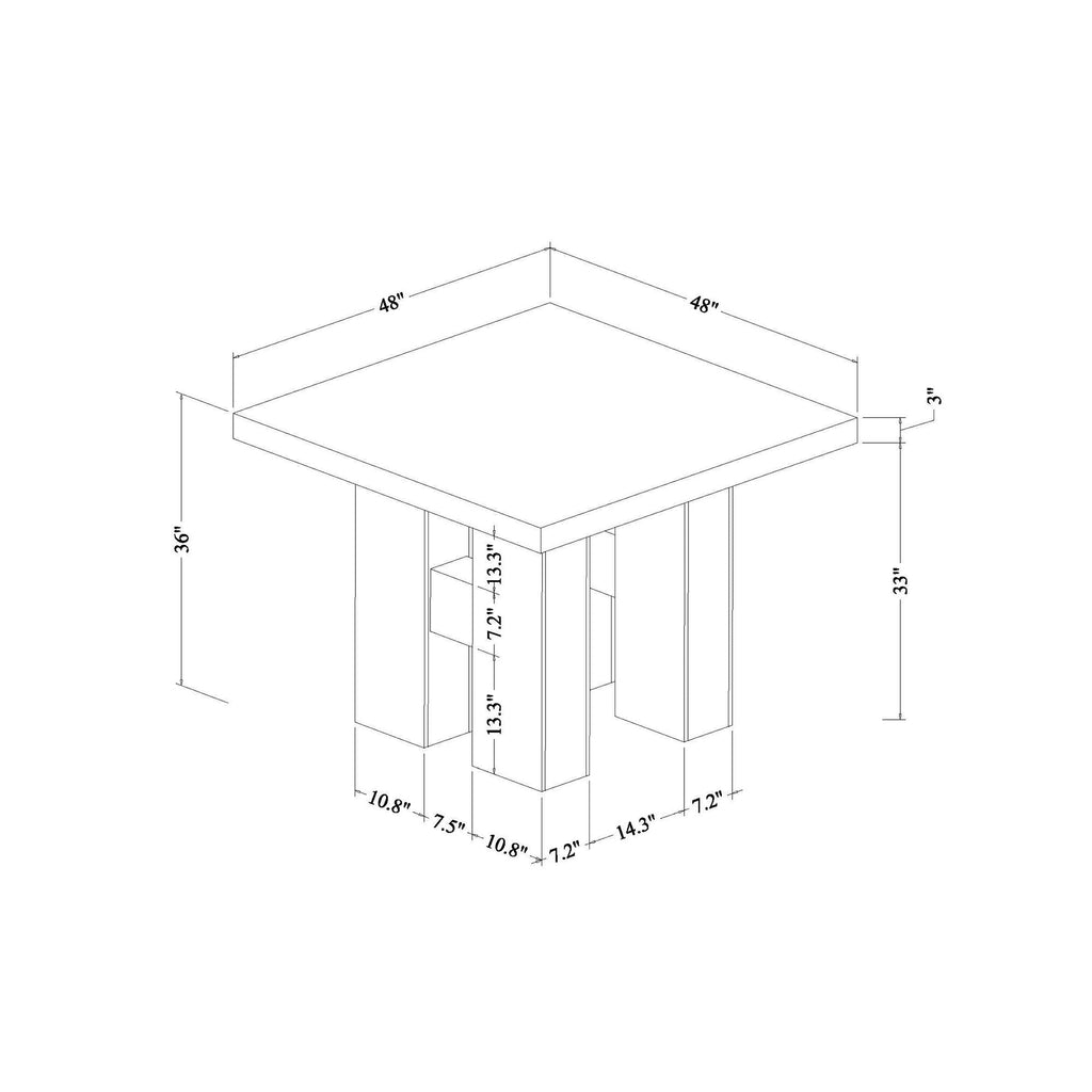 Mikha Bar Table with Extra Thick Top - Black, White, or Light Brown