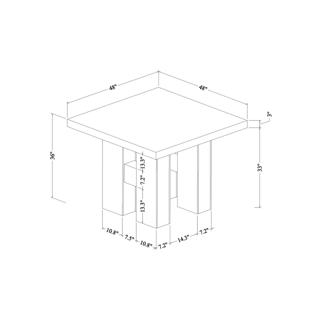 Mikha Bar Table with Extra Thick Top - Black, White, or Light Brown