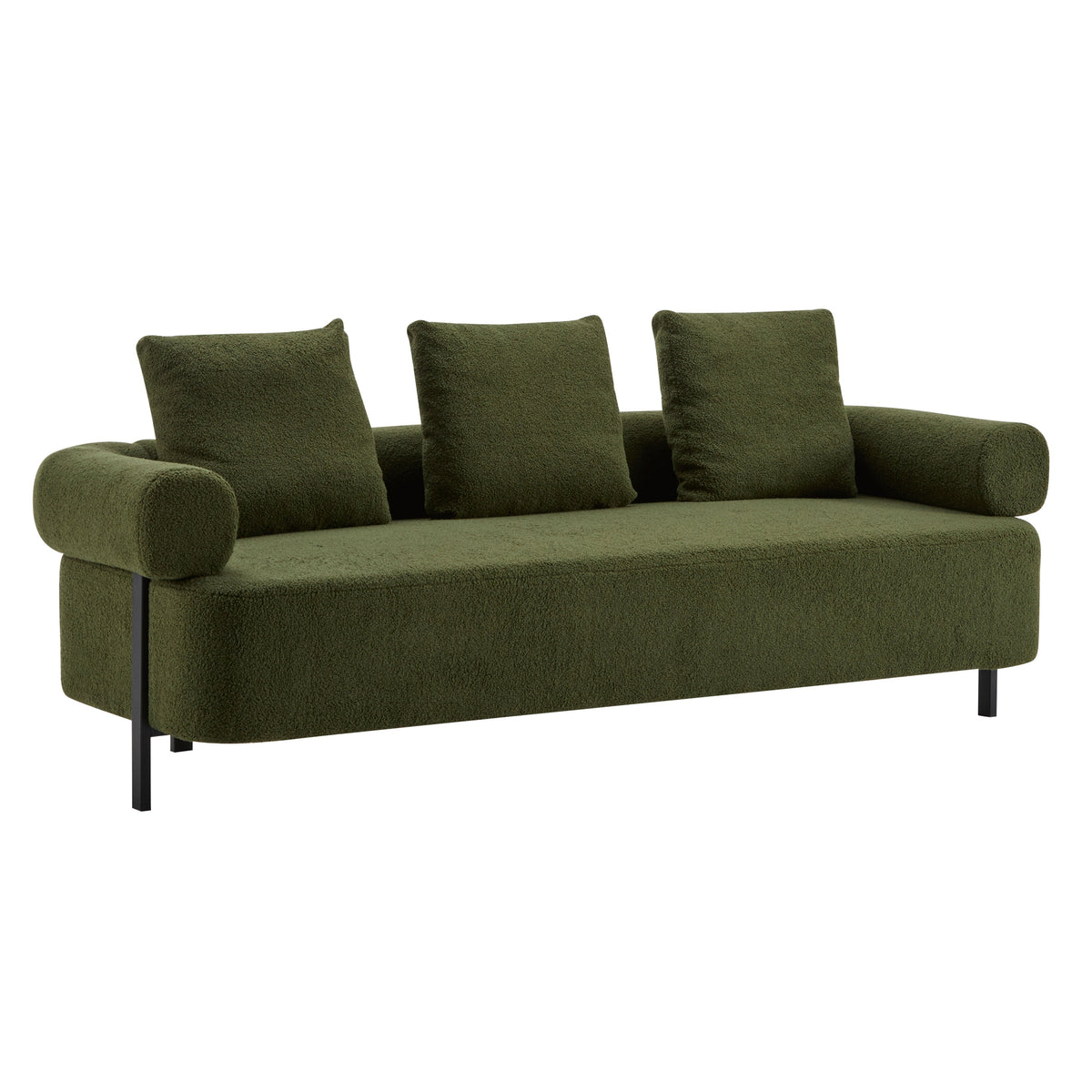 Modern 3-Seater Sofa with Plush Pillows - Green or Orange
