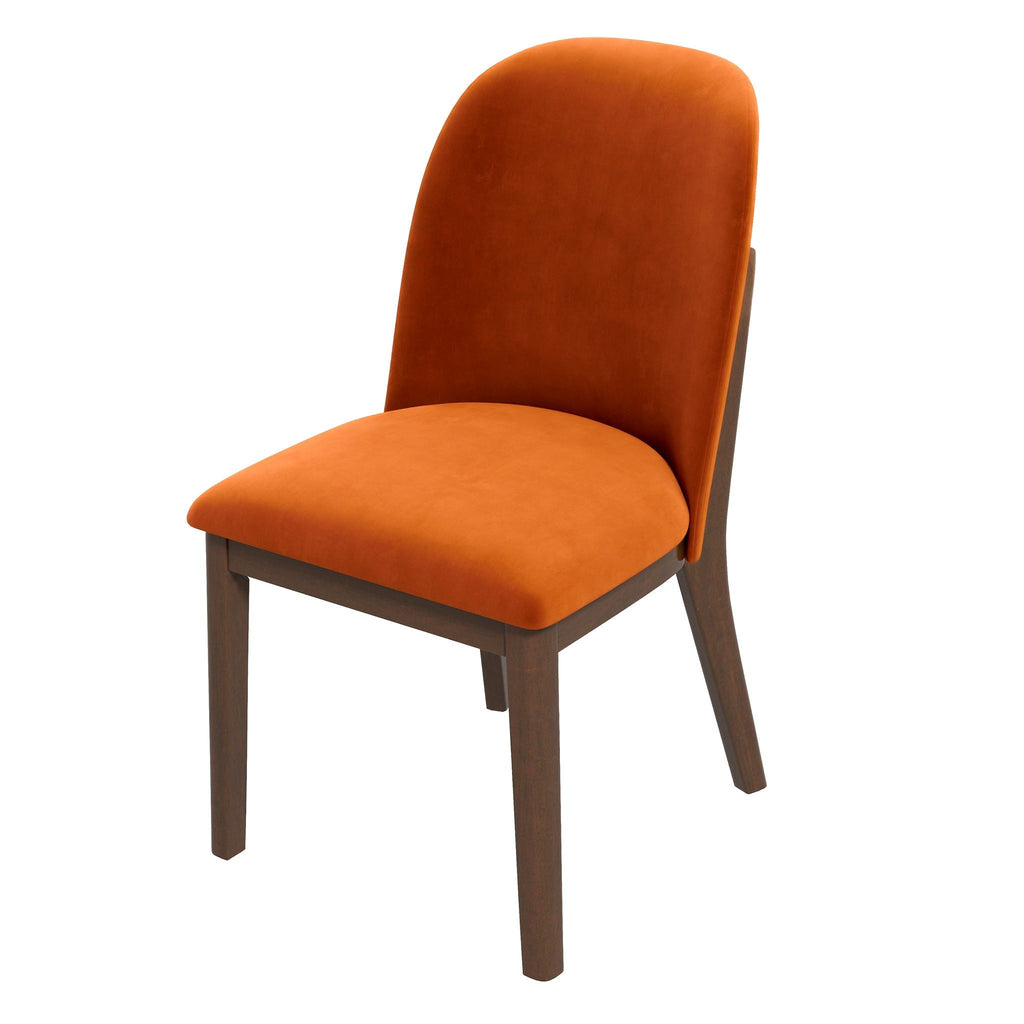 Comfort Dining Chair Set of 2 with Solid Wood Legs - Beige, Orange, Blue, Green