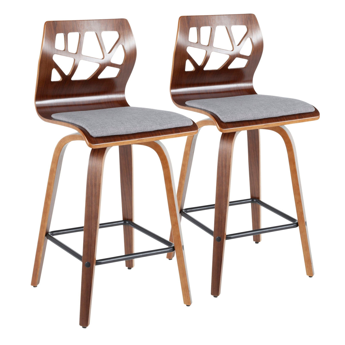 Mid-Century Modern Counter Stool Set with Swivel - Gray or Light Blue