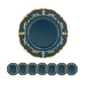 Plastic Charger Plate Set of 8 with Durable Polypropylene Construction - Blue / Gold