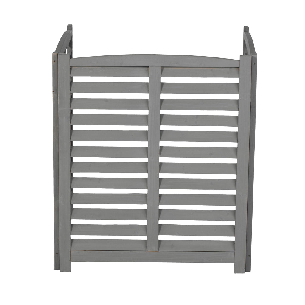 3 Panel Outdoor Wooden Air Conditioner Fence with Privacy Screen - Light Brown or Dark Gray