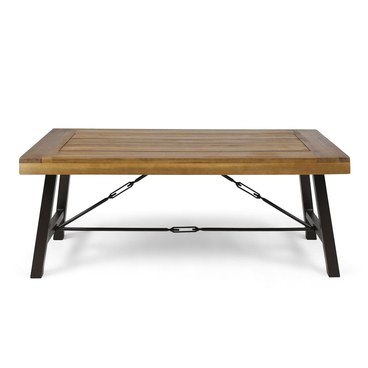 Teak Outdoor Coffee Table with Metal Frame - Natural Teak