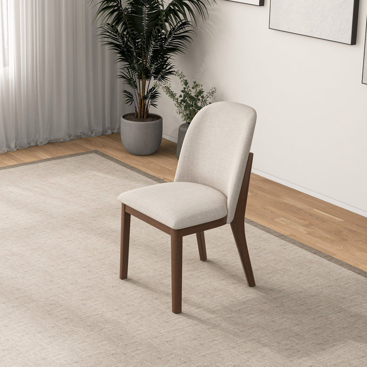 Comfort Dining Chair Set of 2 with Solid Wood Legs - Beige, Orange, Blue, Green