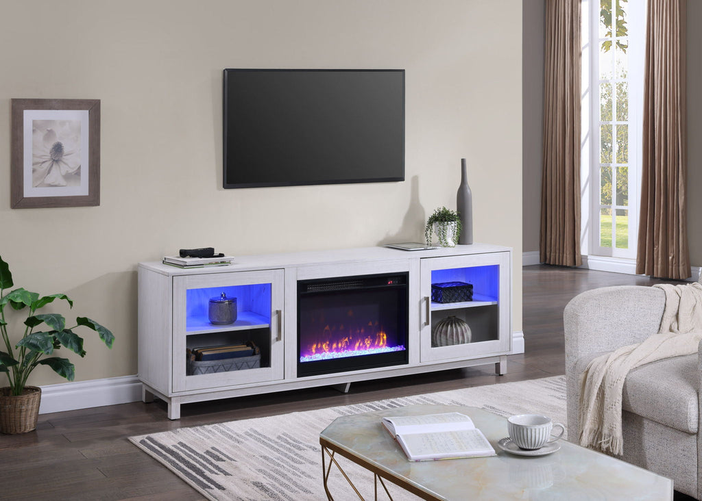 White Walnut Fireplace TV Stand Console with Integrated Heater - 70 Inch
