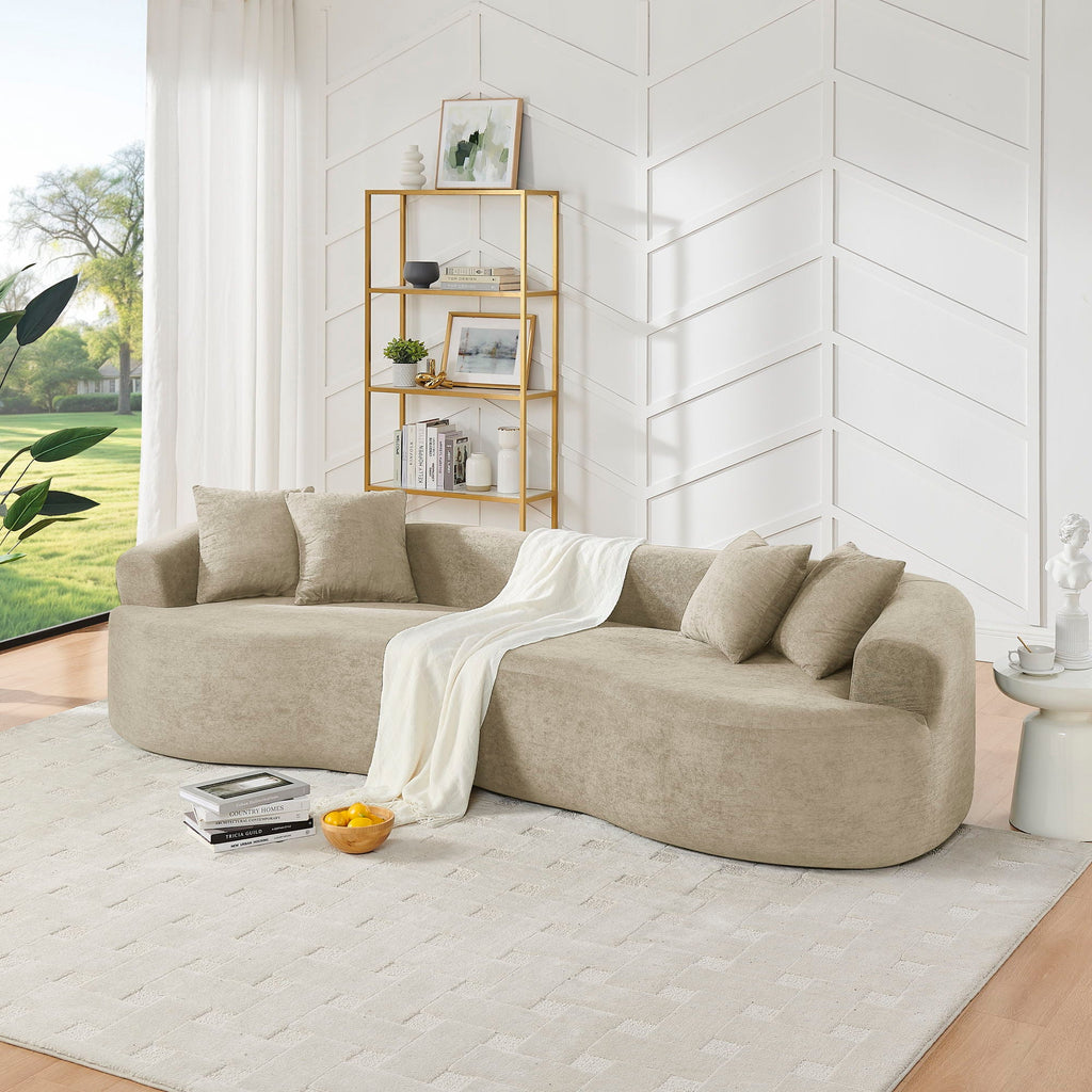 4 Seater Curved Cloud Sectional Sofa with High-Density Foam - Corduroy