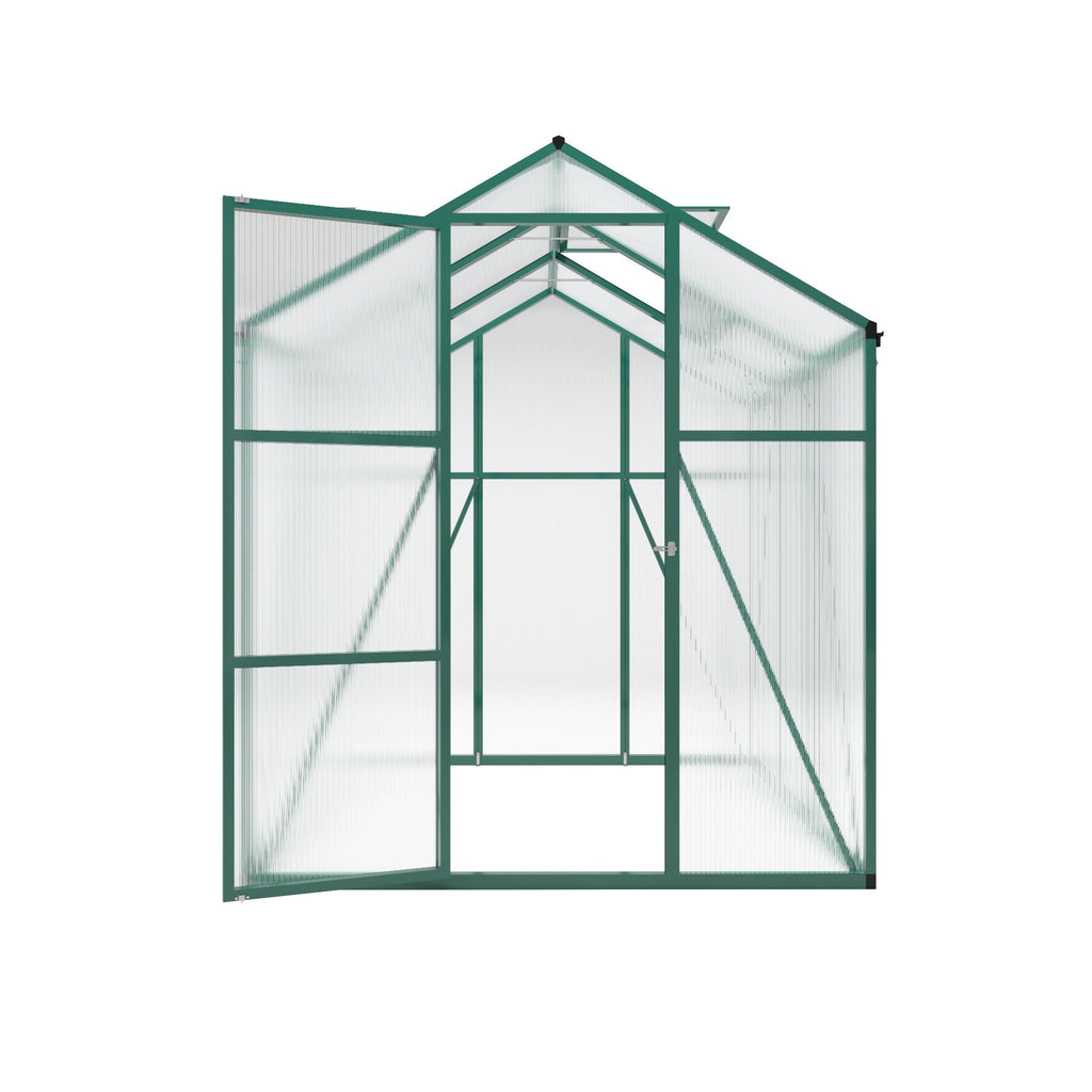 Polycarbonate Walk-In Greenhouse with Raised Base - Green