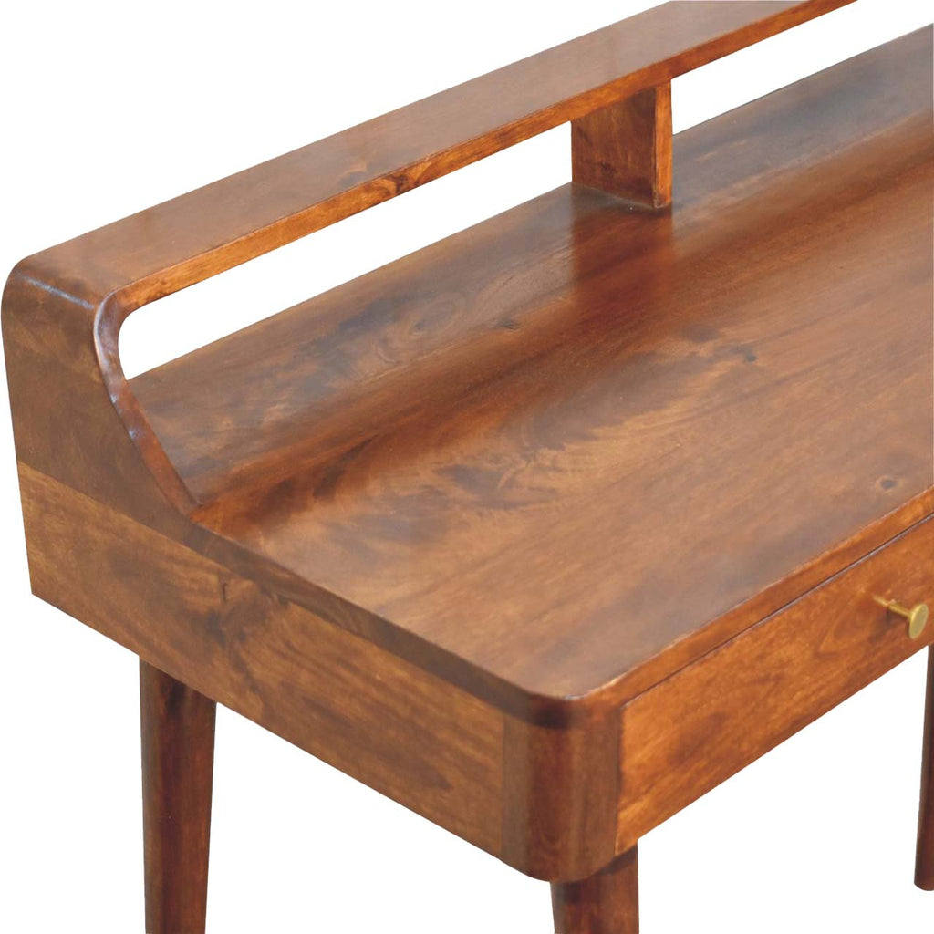 Elevated Chestnut Console Table with 2 Drawers and Nordic Legs - Chestnut
