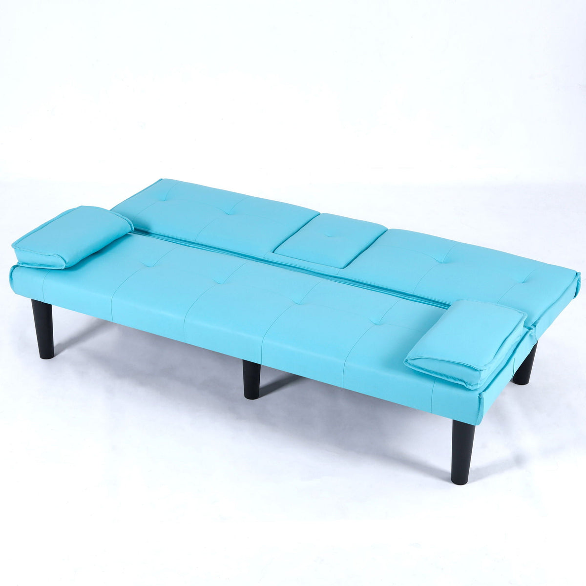 Foldable Sofa Bed with Cup Holder and Solid Wood Frame - Multiple Colors