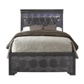 Panel Bed with LED Lighting and Tufted Headboard - White or Dark Gray