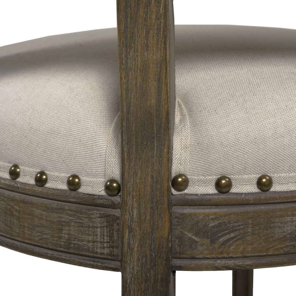 Farmhouse Counter Height Bar Stool with Backrest - Beige