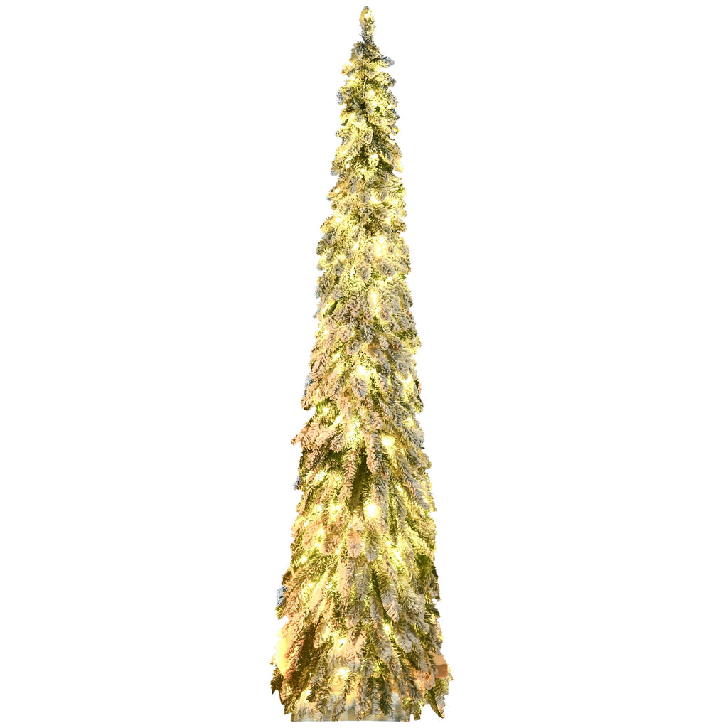 7ft Prelit Pencil Artificial Christmas Tree with 350 LED Lights - Snow Flocked