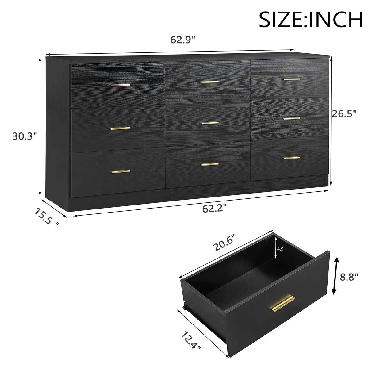 Modern Drawer Dresser with Ample Storage - Multiple Colors