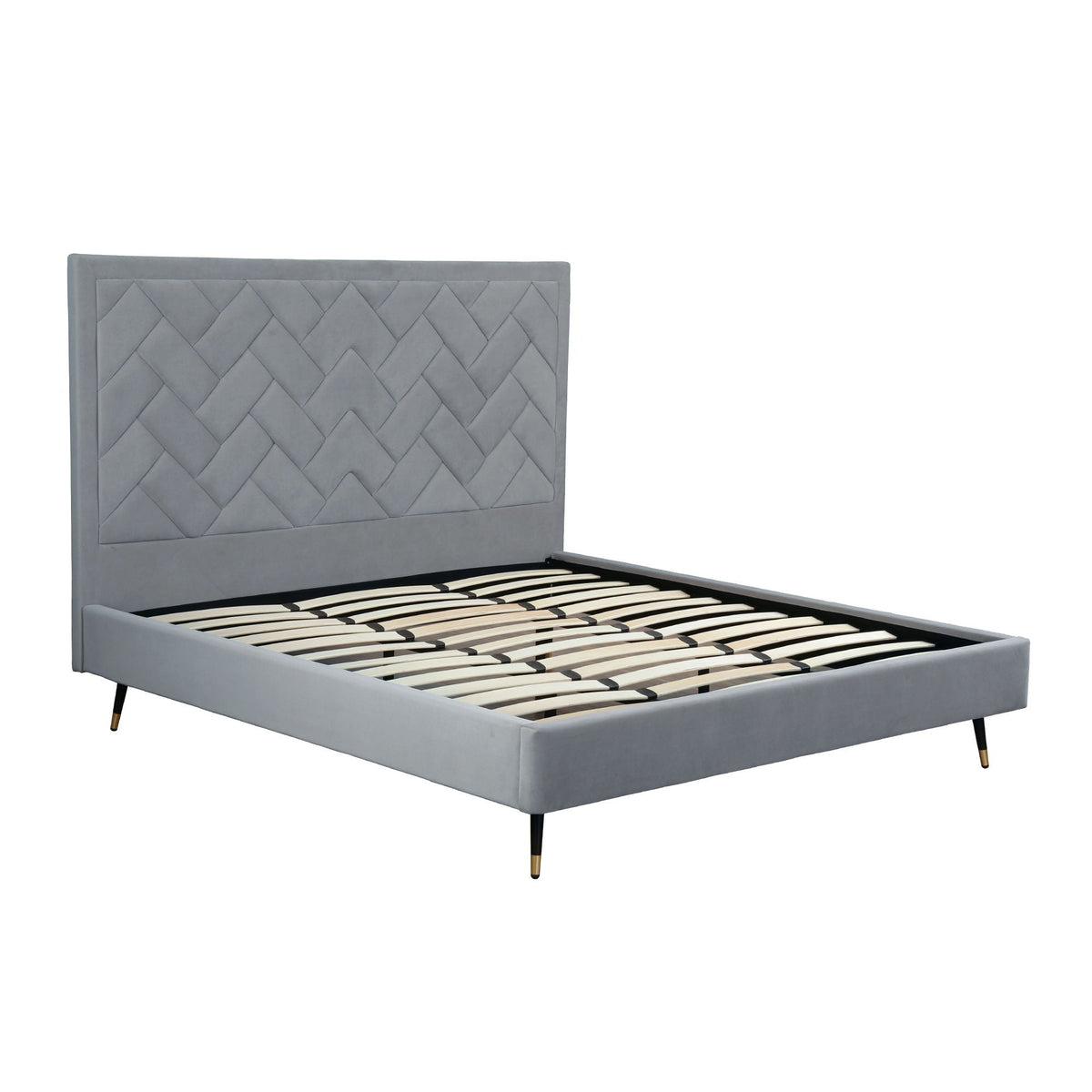 Upholstered Bed with Headboard and Slats - Multiple Colors