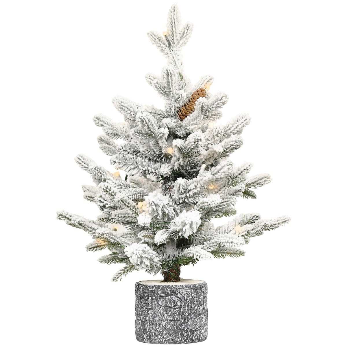 2FT Flocked Christmas Tree with Pot Base