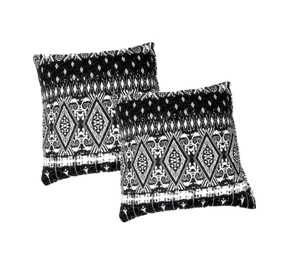 DaDa Bedding Aztec Black & White Diamonds Throw Pillow Covers - 18" x 18" 2-Pack (C14800-1-CC)