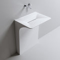 Modern Wall-Mounted Solid Surface Pedestal Sink with Hidden Linear Drain