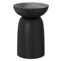 Black Mango Wood Accent Table with Vertical Line Design - Black