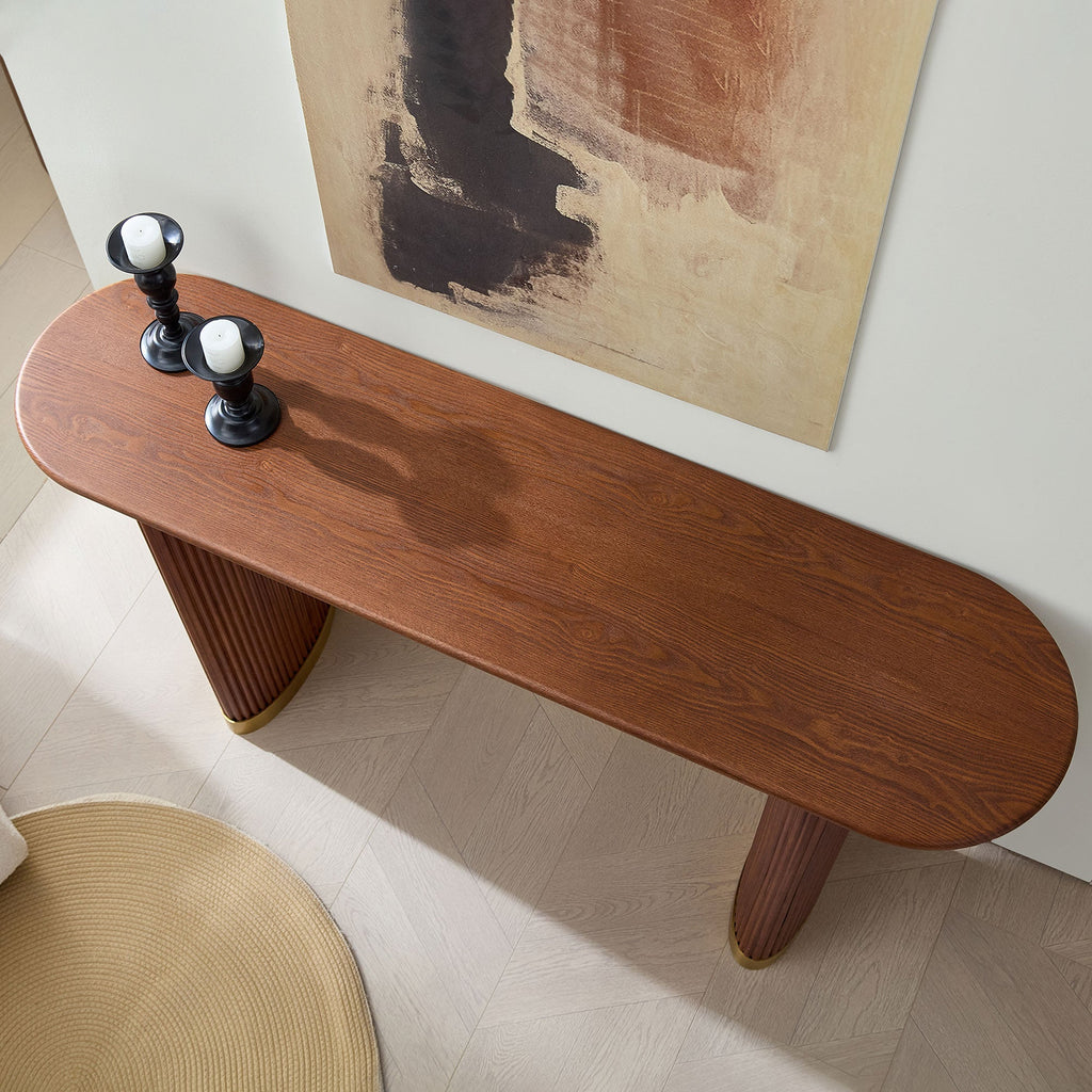 Modern Entryway Console Table with Stainless Steel Legs - Brown or Black