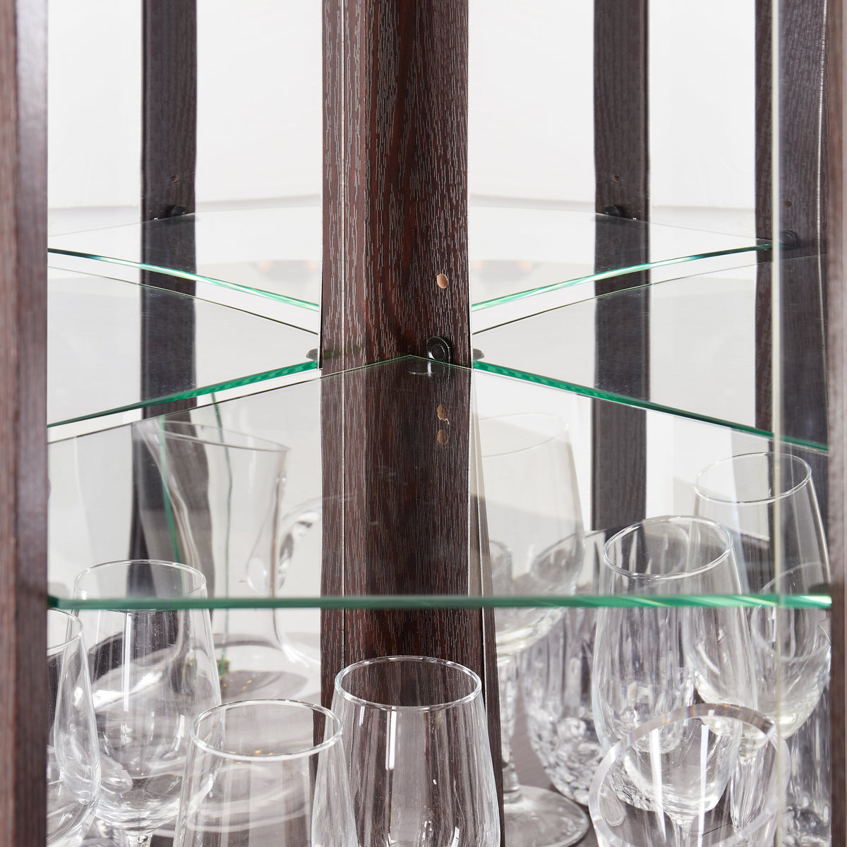 Corner Glass Curio Cabinet with Lighting - Dark Cherry