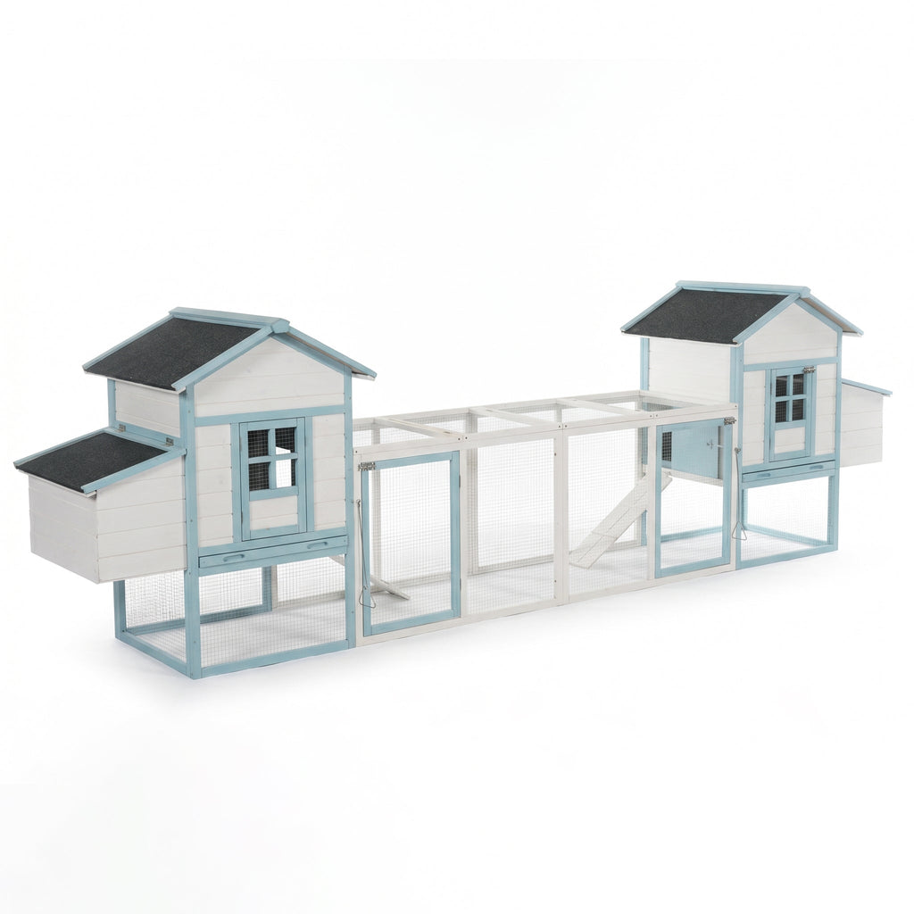 Large Wooden Chicken Coop with Double Nesting Boxes - Natural Wood