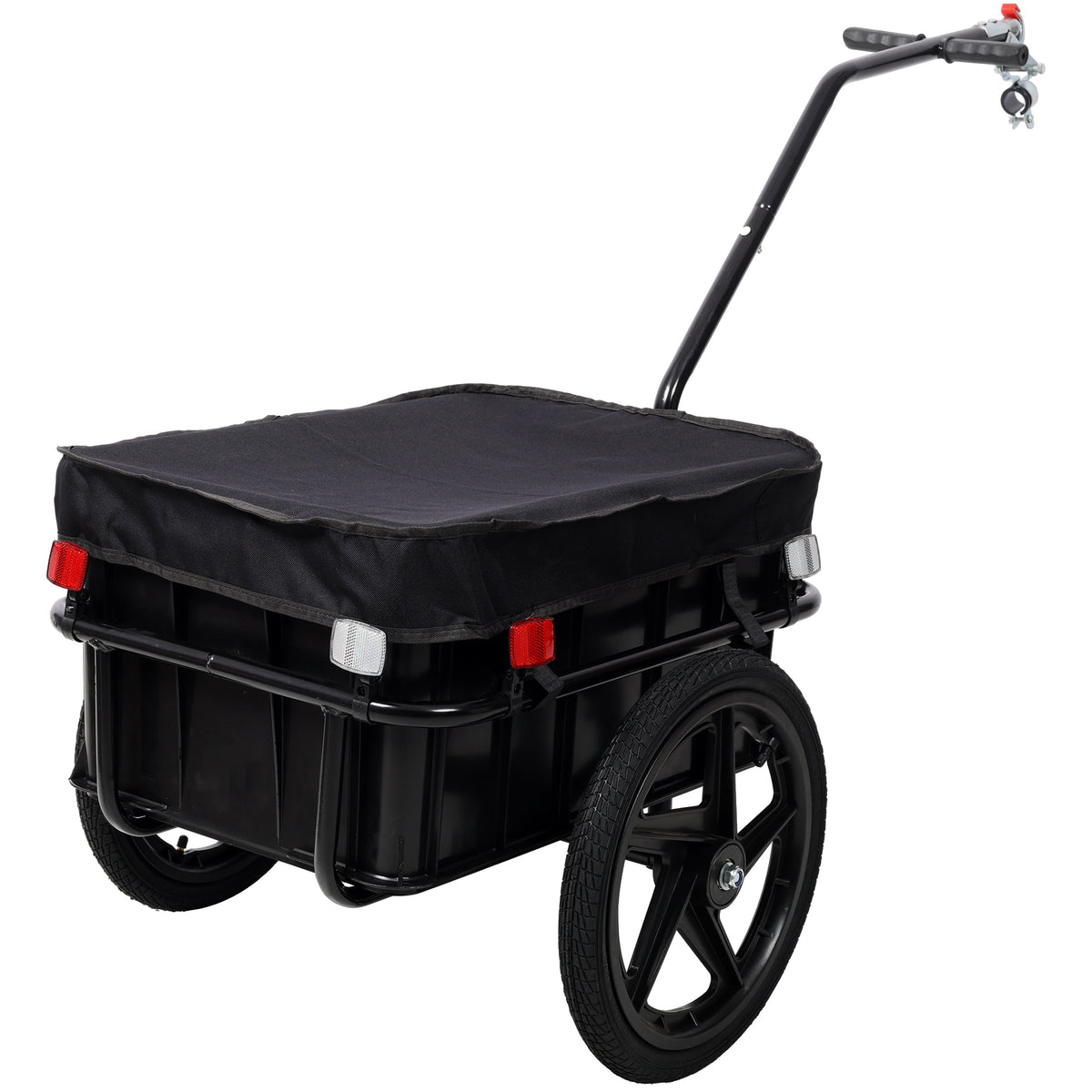 Bike Cargo Trailer with Support Bar and Waterproof Cover - Black