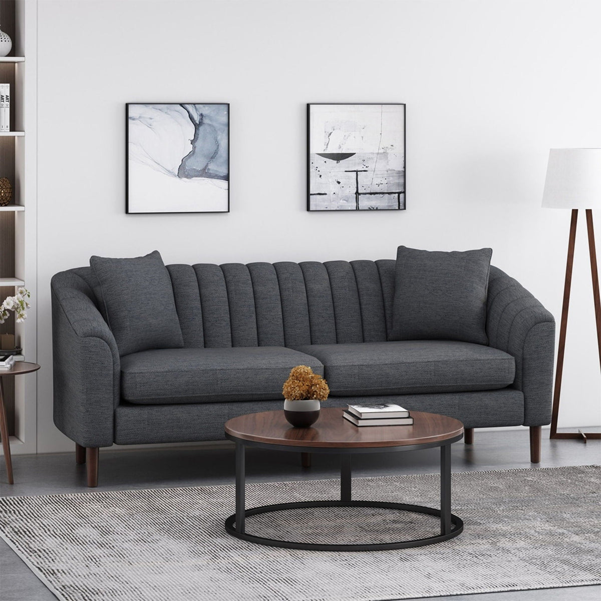 Contemporary 3 Seater Sofa with Button Tufted Accents - Dark Green or Beige
