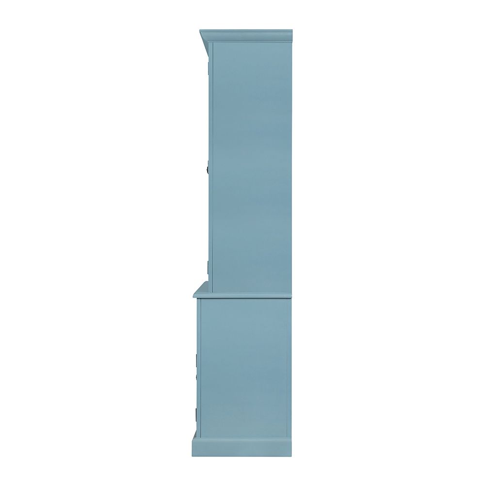 Solid Acacia Wood Accent Cabinet with Glass Doors - Light Blue or Light Brown