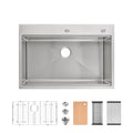 Stainless Steel Kitchen Sink with Overmount Installation - Brushed Finish