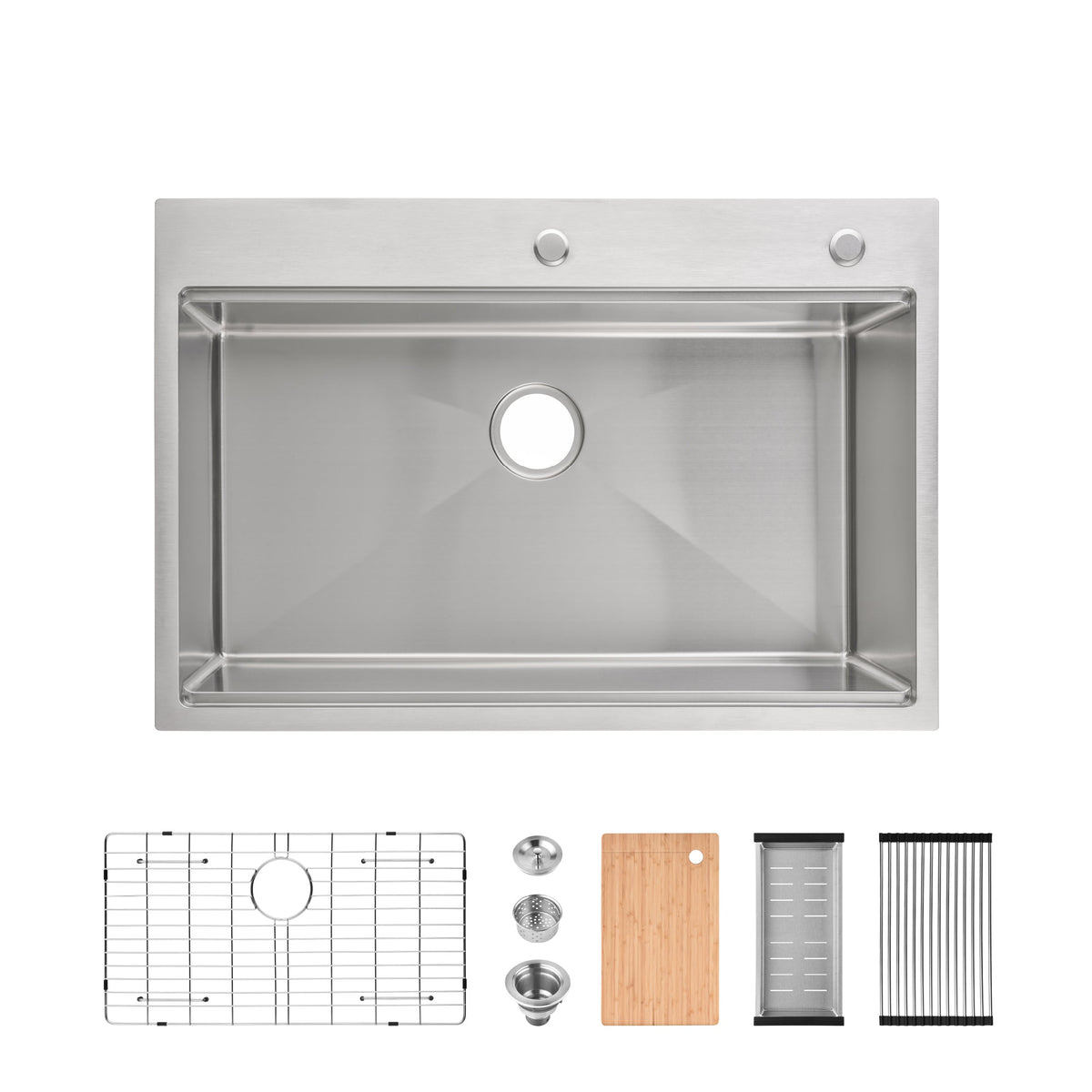 Stainless Steel Kitchen Sink with Overmount Installation - Brushed Finish
