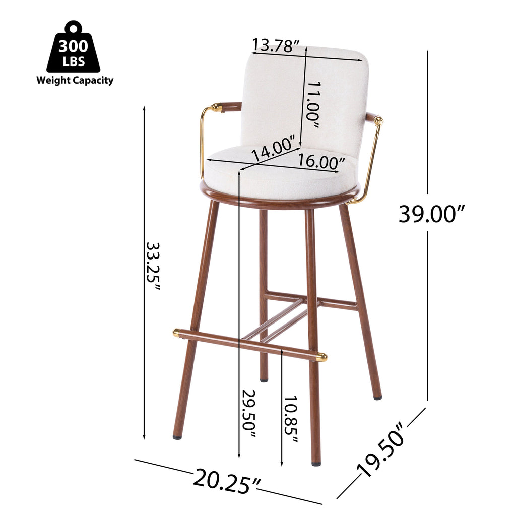 Chaya Indoor Upholstered Bar Stool with Metal Frame - Beige