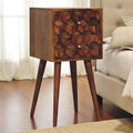 Solid Wood Mini Cube Nightstand with 2 Drawers – Chestnut
