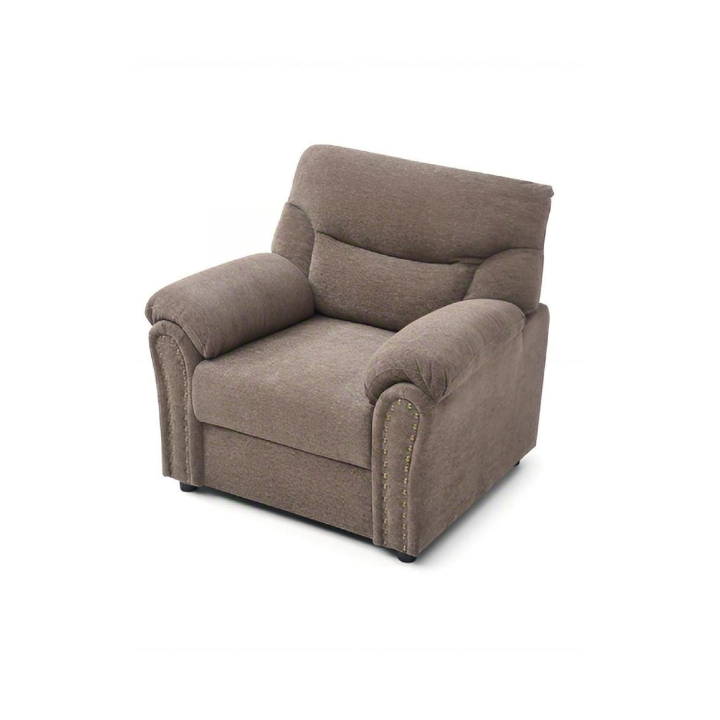 Hamilton Arm Chair with Hand-Applied Nailhead Trim and Pillow Top Cushions - Blue, Gray, Dark Brown