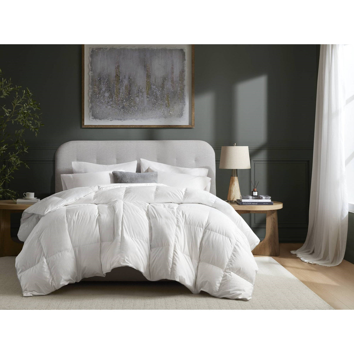 King/Cal King 100% Cotton Shell Comforter with Generous Sizing - White