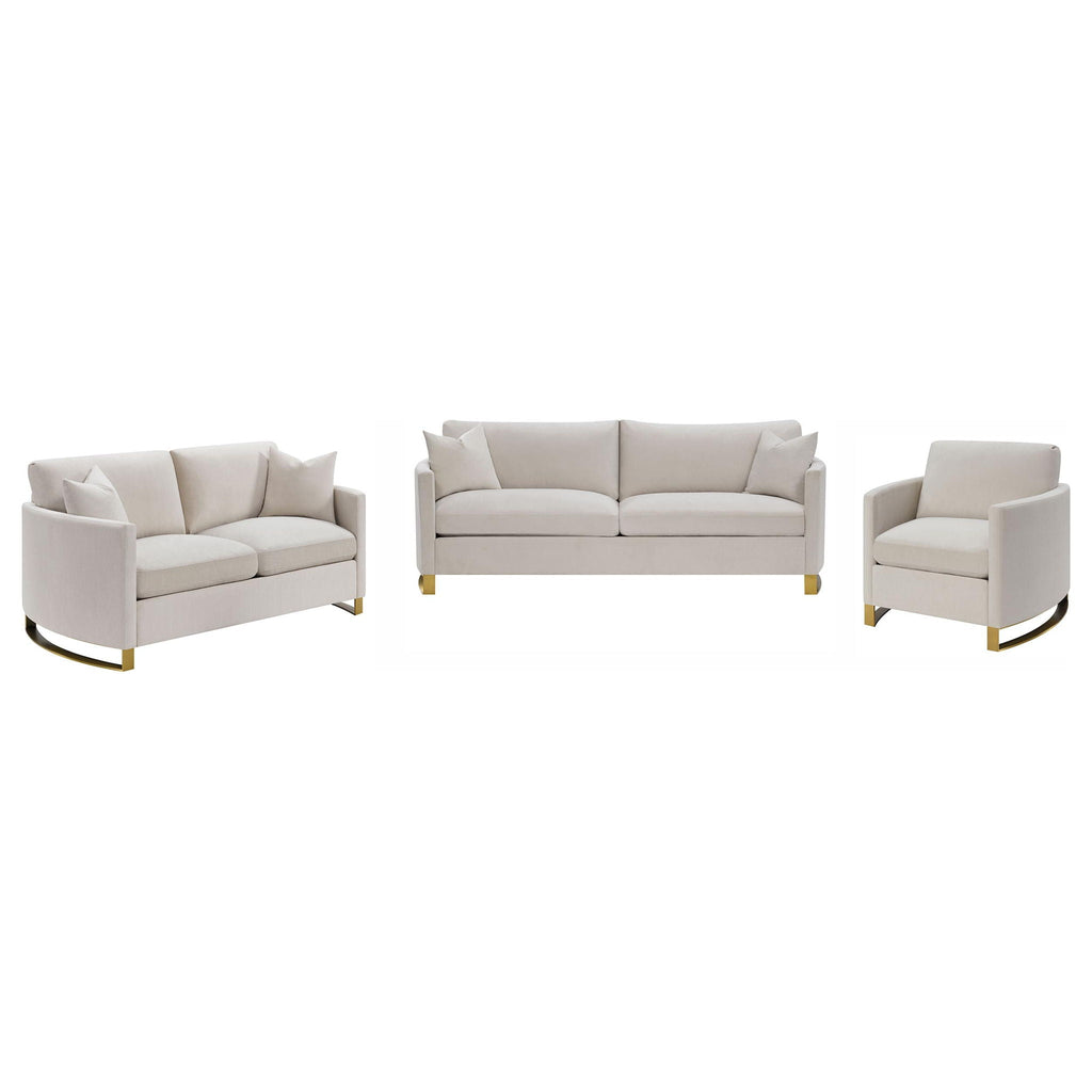 Corliss 3-piece Upholstered Arched Arm Sofa Set Beige
