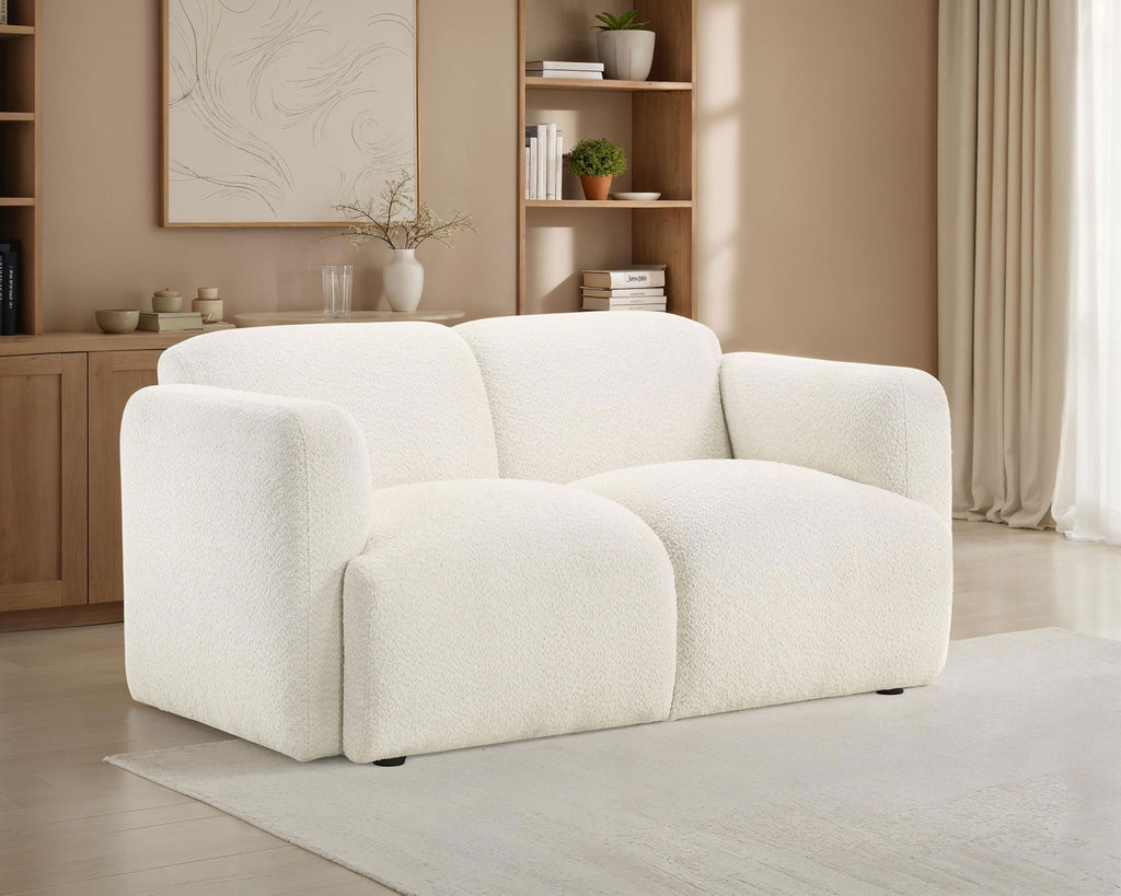 Dorset Fabric Upholstered Round Track Arm Loveseat White
