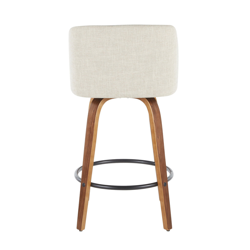 Mid-Century Modern Counter Stools with Padded Seat - Black or Gray