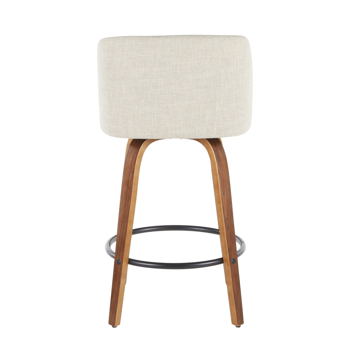 Mid-Century Modern Counter Stools with Padded Seat - Black or Gray