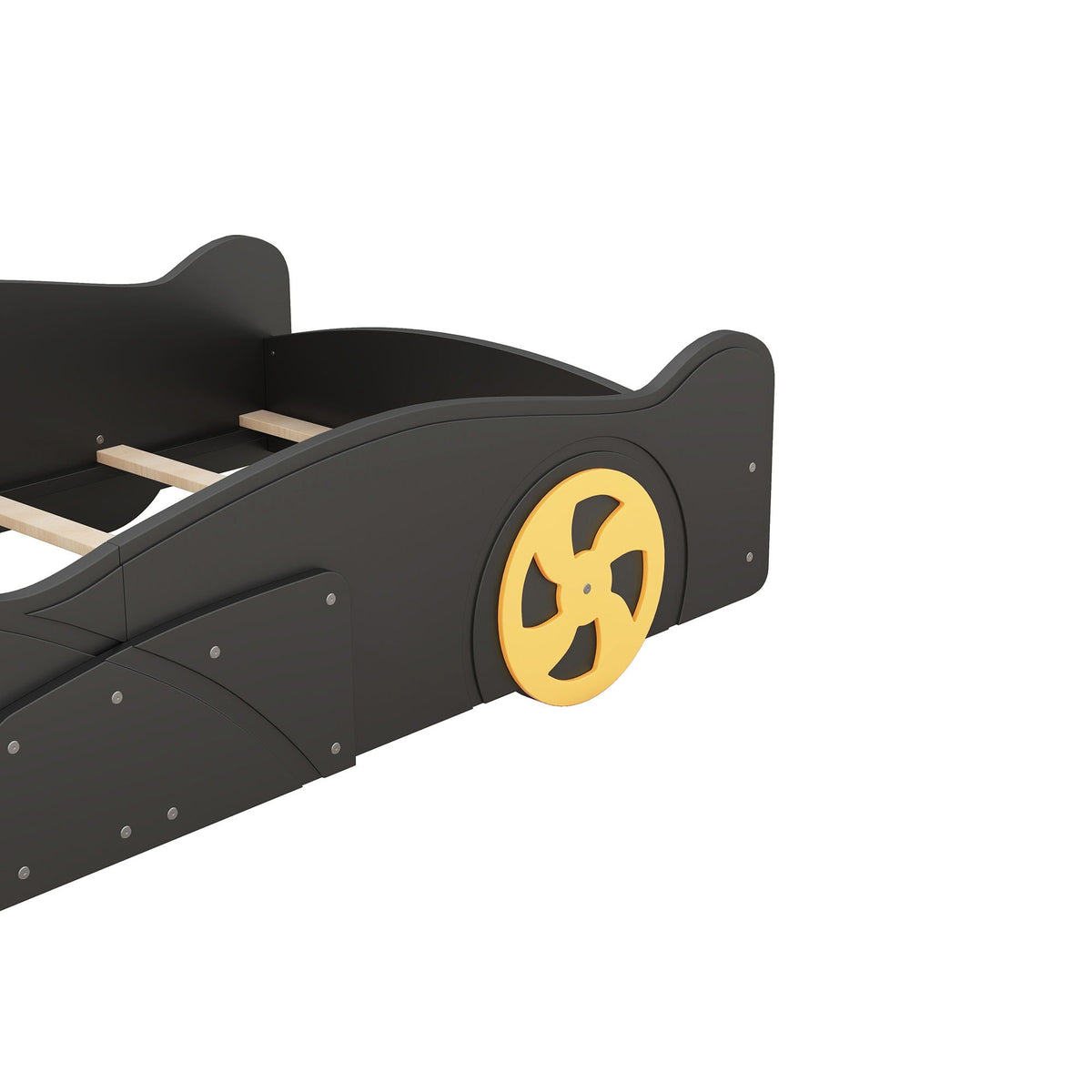 Race Car Platform Bed with Storage and Wheels - Black or Blue