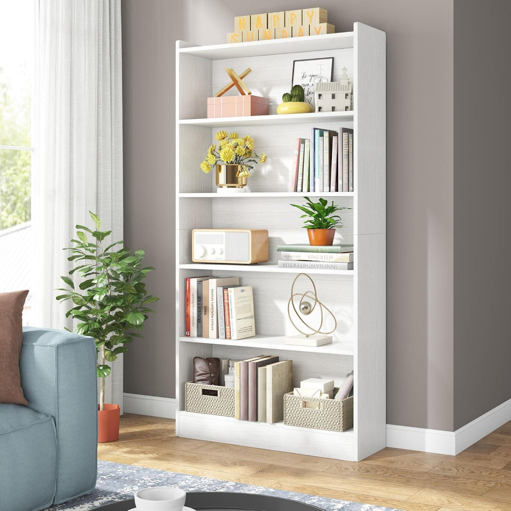 Library Bookshelf With Storage - Multiple Heights Available - White or Black