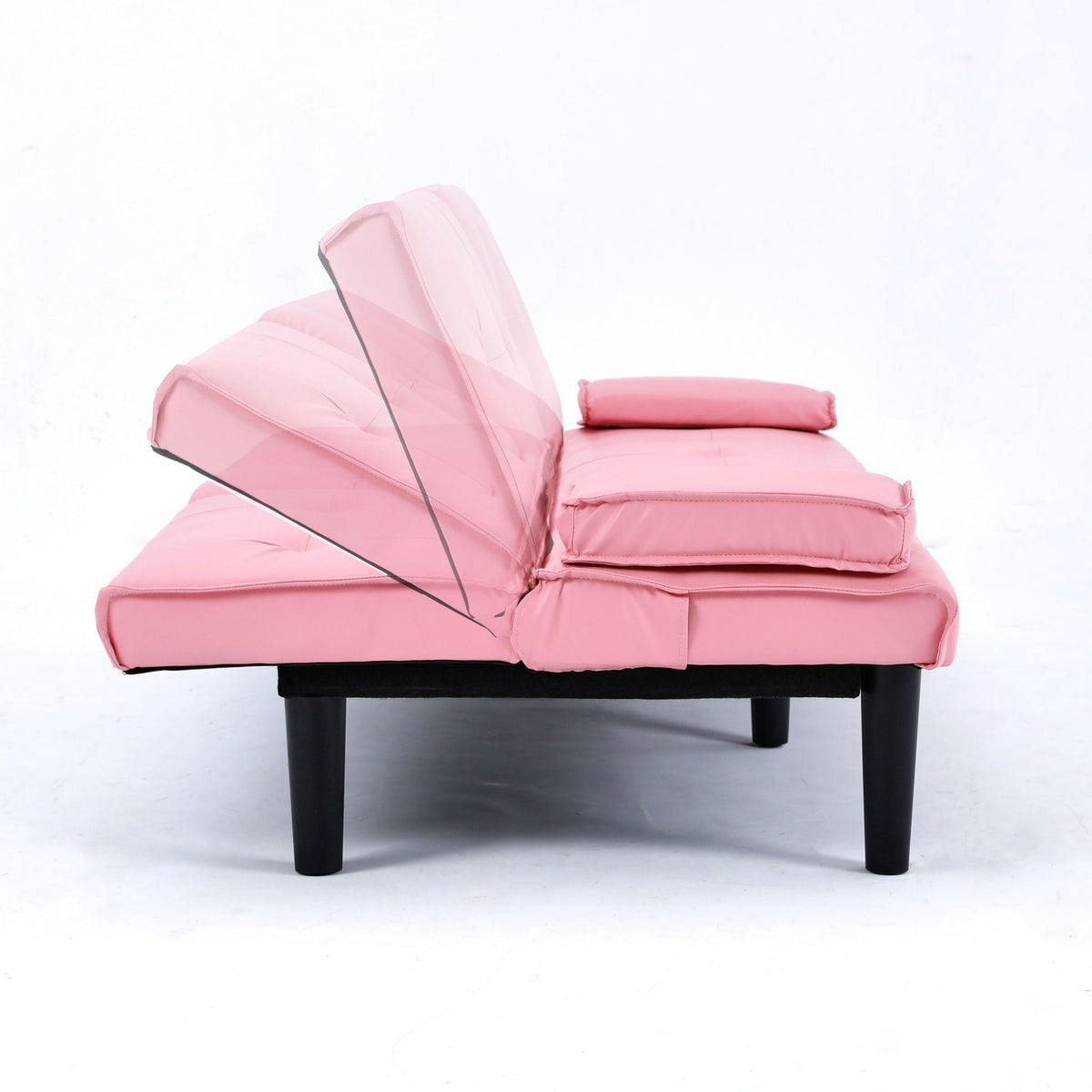 Foldable Sofa Bed with Cup Holder and Solid Wood Frame - Multiple Colors