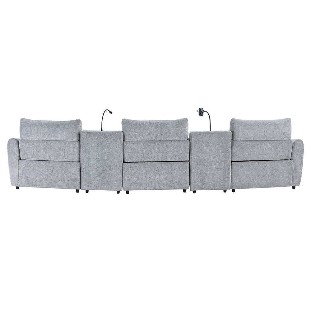 Fullar - Modular Power Motion Armless Recliner - Light Gray Chenille