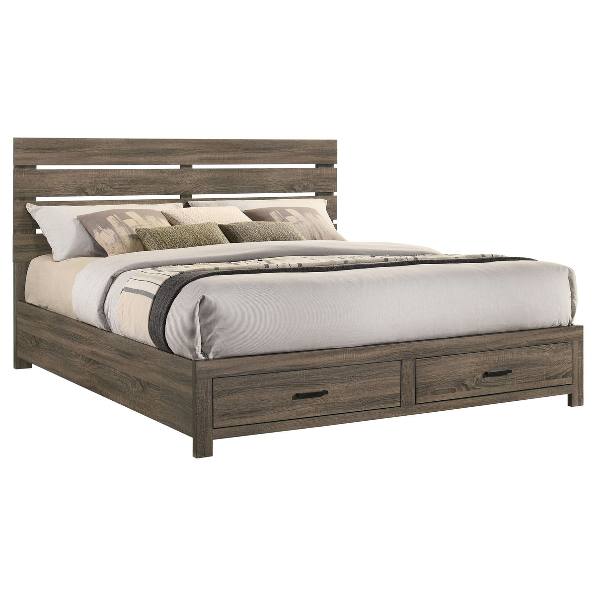 Brantford Wood Eastern King Storage Panel Bed Barrel Oak