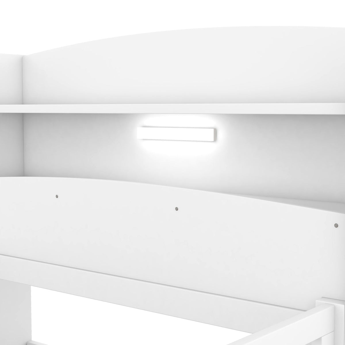 Wood Platform Storage Bed with LED Light & Storage Headboard - White or Dark Gray