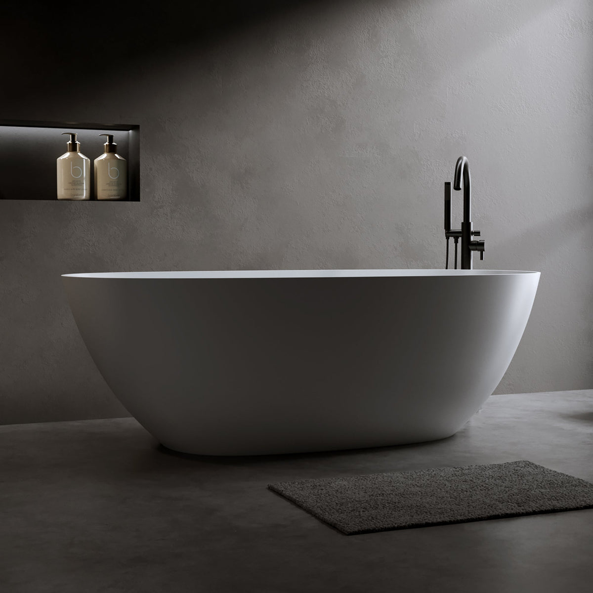 69" Freestanding Bathtub with Solid Resin Stone – White