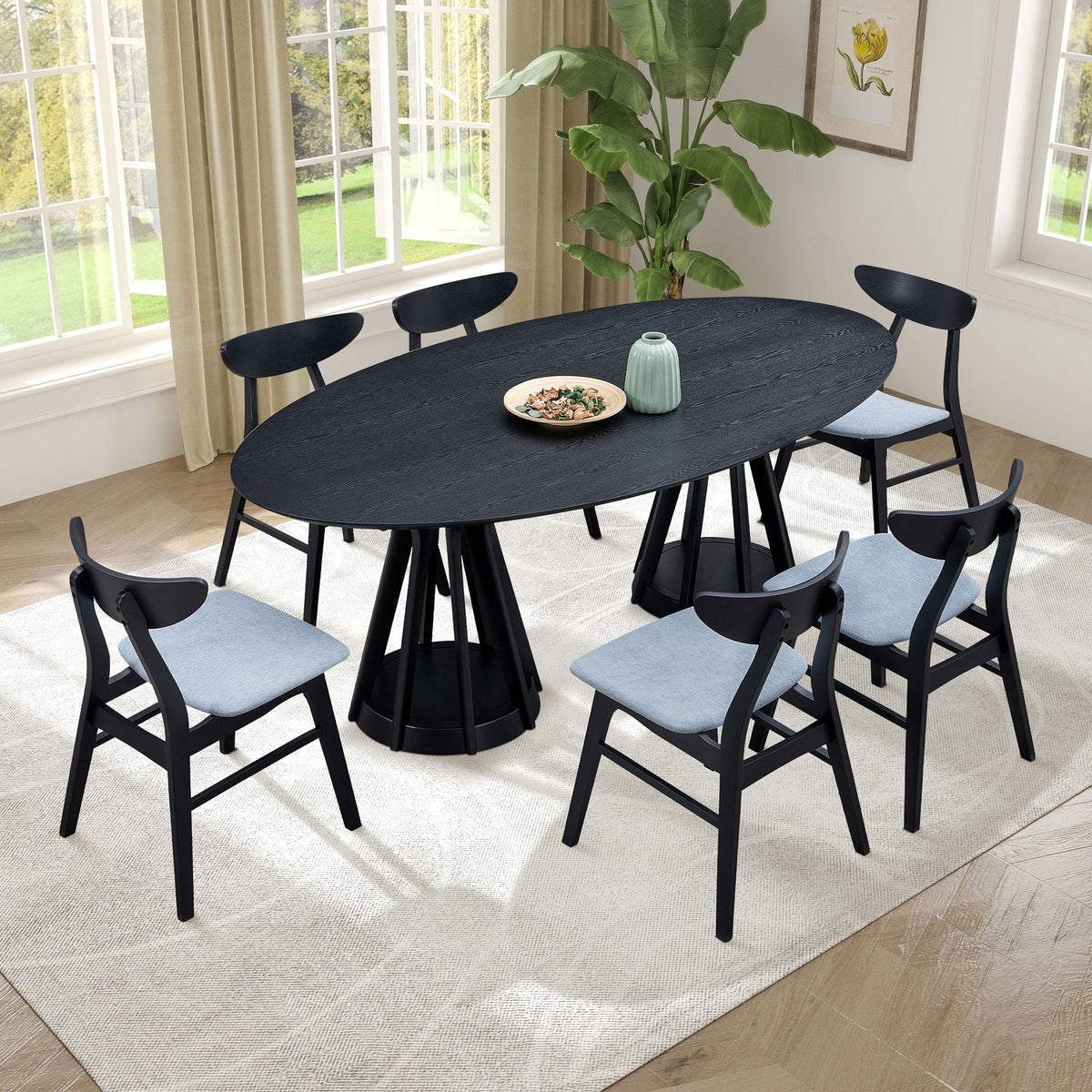 Modern 78.74 Inch Oval Dining Table