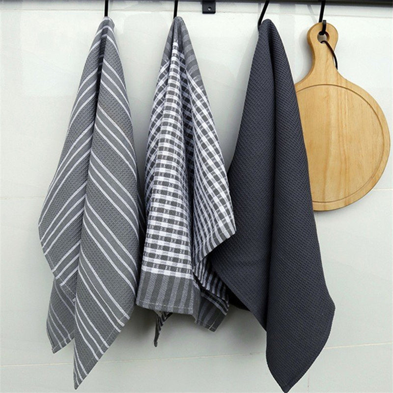 3pcs Kitchen Towels Classic 100% Natural Cotton Tea Towels Dish Cloth Absorbent Lint-Free