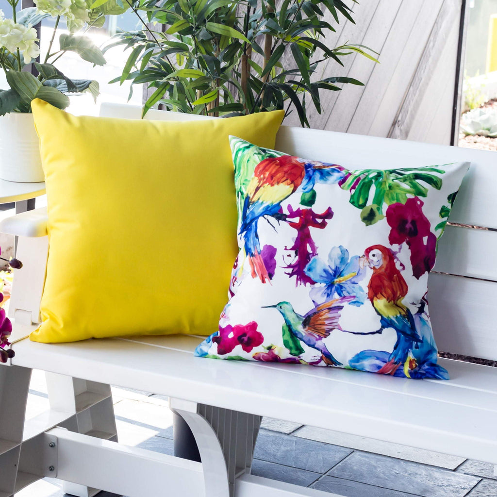 Tropical Parrot Accent Pillow with Solarium Fabric - Multicolor