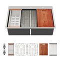 Double Bowl Stainless Steel Kitchen Sink with Workstation Ledges - Brushed Nickel